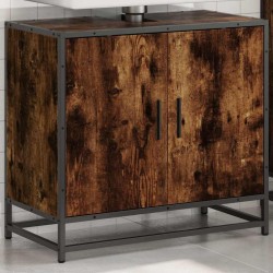 Armoire de lavabo de salle de bain chêne fumé 65x33x60 cm 624019624019