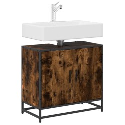 Armoire de lavabo de salle de bain chêne fumé 65x33x60 cm 624019624019