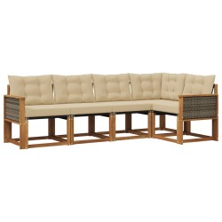 Ensemble de canapés d'extérieur 5 pcs Naturel et Beige 624022624022