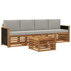 Ensemble de canapés d'extérieur 5 pcs Naturel et gris clair 624025624025