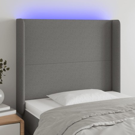 Tête de lit à LED Noir 103x16x118/128 cm Tissu 624027624027
