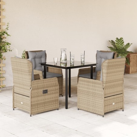 Ensemble à manger de jardin avec coussins 5pcs Beige poly rotin 624028624028