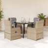 Ensemble à manger de jardin avec coussins 5pcs Beige poly rotin 624028624028