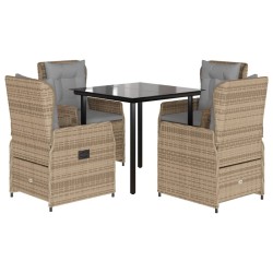 Ensemble à manger de jardin avec coussins 5pcs Beige poly rotin 624028624028