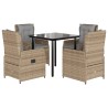 Ensemble à manger de jardin avec coussins 5pcs Beige poly rotin 624028624028