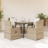 Ensemble à manger de jardin avec coussins 5pcs Beige poly rotin 624032624032