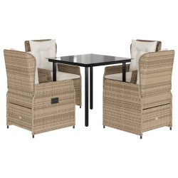 Ensemble à manger de jardin avec coussins 5pcs Beige poly rotin 624032624032