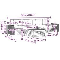 Ensemble de canapés d'extérieur 5 pcs Naturel et Crème 624035624035