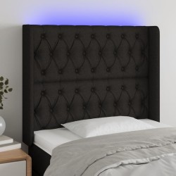 Tête de lit à LED Noir 103x16x118/128 cm Tissu 624039624039