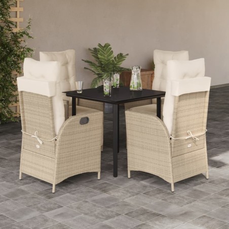 Ensemble à manger de jardin avec coussins 5pcs Beige poly rotin 624047624047