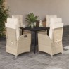 Ensemble à manger de jardin avec coussins 5pcs Beige poly rotin 624047624047