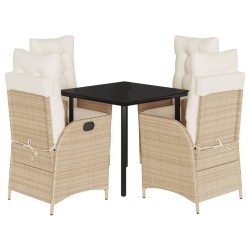 Ensemble à manger de jardin avec coussins 5pcs Beige poly rotin 624047624047
