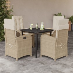Ensemble à manger de jardin avec coussins 5pcs Beige poly rotin 624048624048