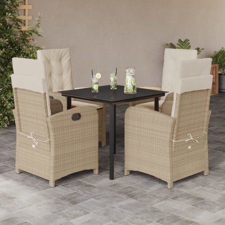Ensemble à manger de jardin avec coussins 5pcs Beige poly rotin 624048624048