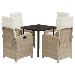 Ensemble à manger de jardin avec coussins 5pcs Beige poly rotin 624048624048