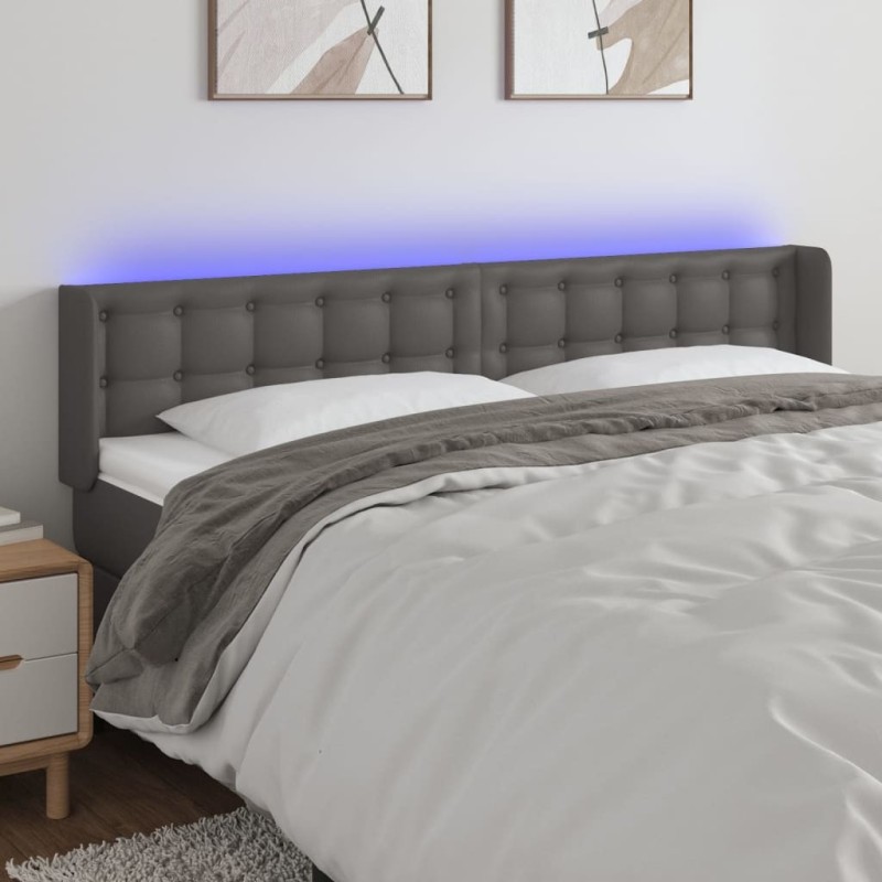 Tête de lit à LED Gris 183x16x78/88 cm Similicuir 624049624049