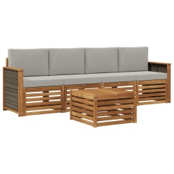 Ensemble de canapés d'extérieur 5 pcs Naturel et gris clair 624050624050