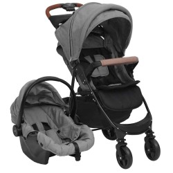 Poussette pour bébé 3-en-1 Gris clair Acier 624052624052