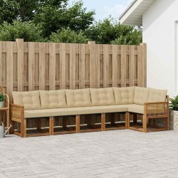 Ensemble de canapés d'extérieur 6 pcs Naturel et Beige 624054624054