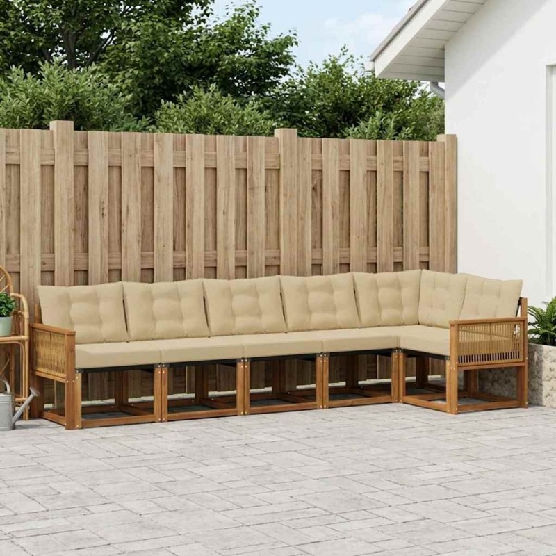 Ensemble de canapés d'extérieur 6 pcs Naturel et Beige 624054624054