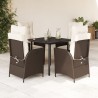 Ensemble à manger de jardin 5 pcs et coussins marron poly rotin 624057624057