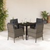 Ensemble à manger de jardin 5 pcs coussins gris résine tressée 624058624058