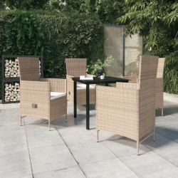Ensemble à manger de jardin avec coussins 5 pcs Beige 624059624059