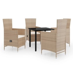Ensemble à manger de jardin avec coussins 5 pcs Beige 624059624059