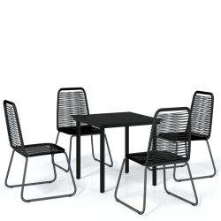 Ensemble à manger de jardin 5 pcs Noir 624061624061