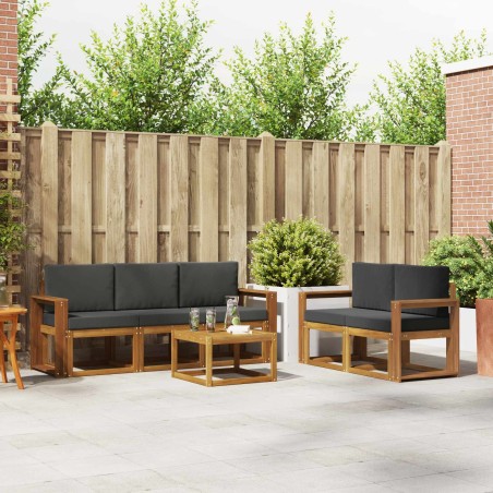Ensemble de canapés d'extérieur 6 pcs Naturel et Anthracite 624063624063