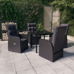 Ensemble à manger de jardin avec coussins 5 pcs Noir 624064624064