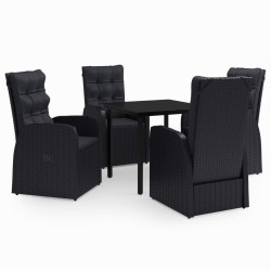 Ensemble à manger de jardin avec coussins 5 pcs Noir 624064624064