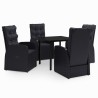 Ensemble à manger de jardin avec coussins 5 pcs Noir 624064624064
