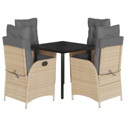 Ensemble à manger de jardin avec coussins 5pcs Beige poly rotin 624065624065