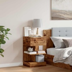 Table de chevet vieux bois 40x35x65 cm bois d'ingénierie 624068624068