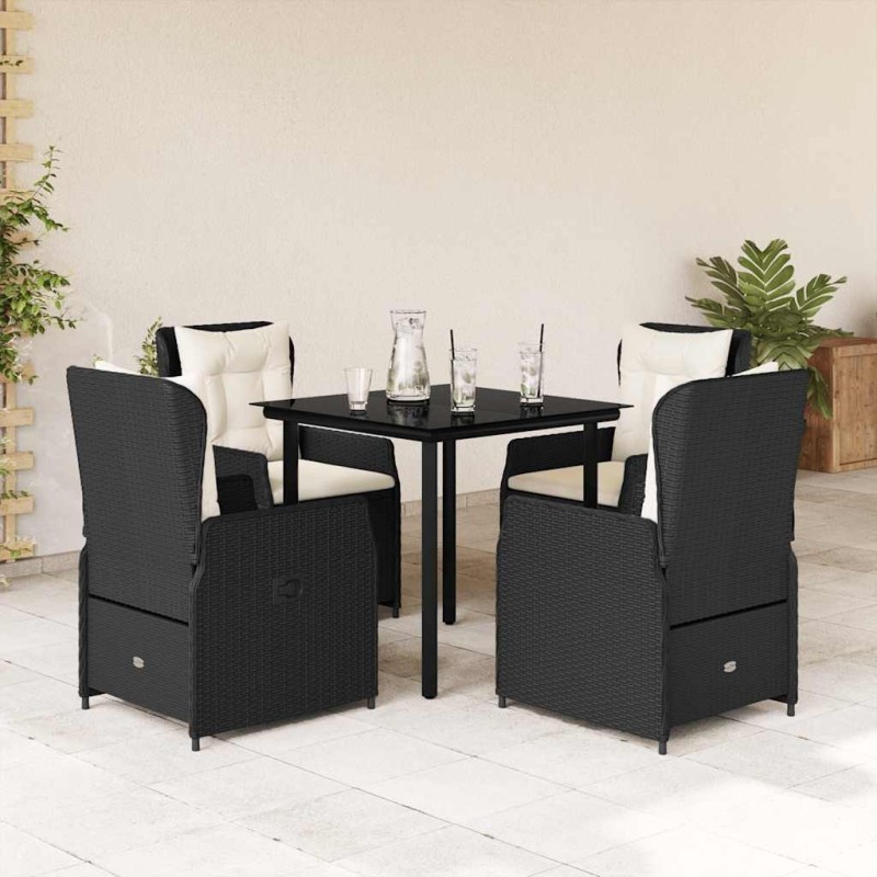 Ensemble à manger de jardin coussins 5pcs Noir Résine tressée 624071624071