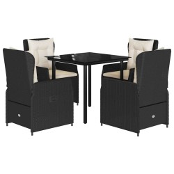 Ensemble à manger de jardin coussins 5pcs Noir Résine tressée 624071624071