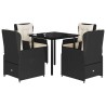 Ensemble à manger de jardin coussins 5pcs Noir Résine tressée 624071624071