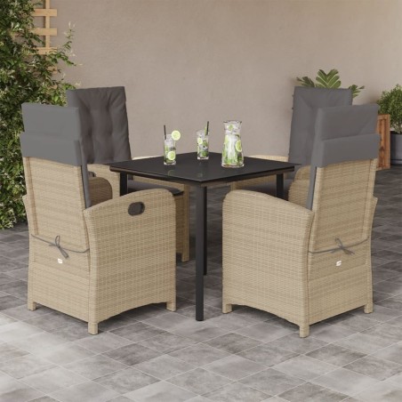 Ensemble à manger de jardin coussins 5 pcs mélange beige rotin 624073624073