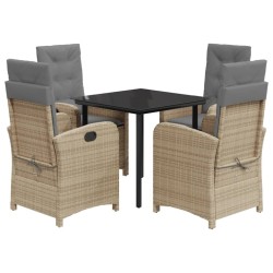 Ensemble à manger de jardin coussins 5 pcs mélange beige rotin 624073624073