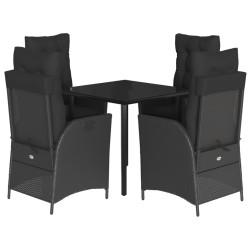Ensemble à manger de jardin coussins 5pcs Noir Résine tressée 624075624075