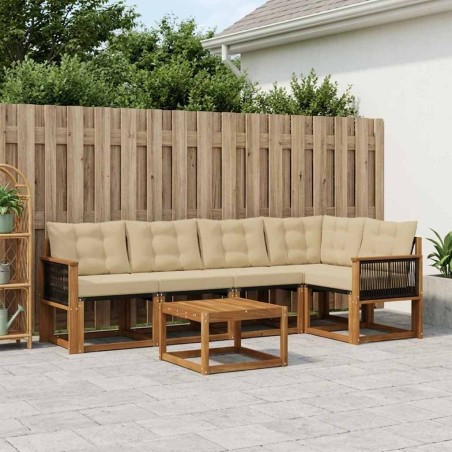 Ensemble de canapés d'extérieur 6 pcs Naturel et Beige 624078624078