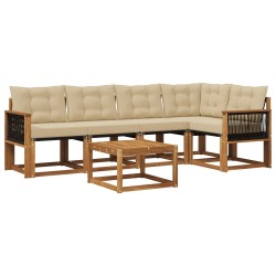 Ensemble de canapés d'extérieur 6 pcs Naturel et Beige 624078624078