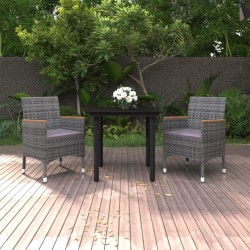 Ensemble à manger de jardin coussins 3 pcs Résine tressée Verre 624080624080