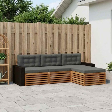 Ensemble de canapés d'extérieur 4 pcs Naturel et Anthracite 624081624081