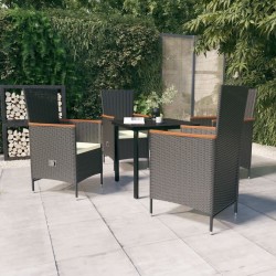 Ensemble à manger de jardin avec coussins 5 pcs Noir 624084624084