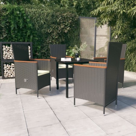 Ensemble à manger de jardin avec coussins 5 pcs Noir 624084624084
