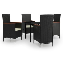 Ensemble à manger de jardin avec coussins 5 pcs Noir 624084624084