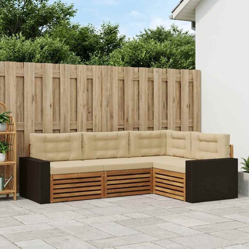 Ensemble de canapés d'extérieur 4 pcs Naturel et Beige 624088624088