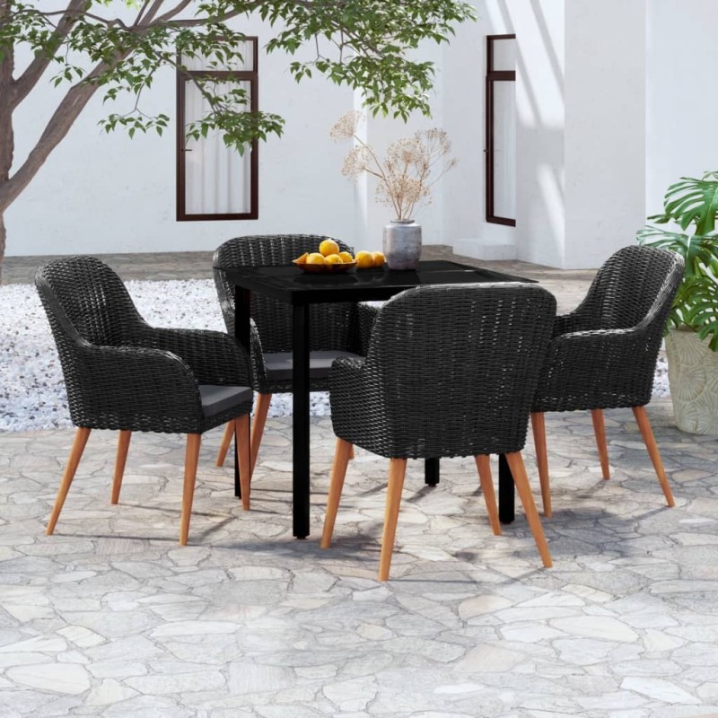 Ensemble à manger de jardin avec coussins 5 pcs Noir 624090624090
